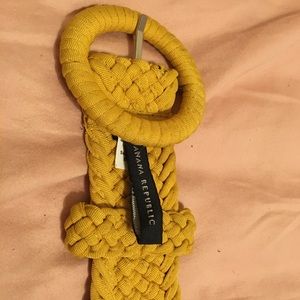 Lot of 2 belts yellow woven & white silver hearts